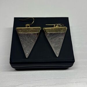 Handmade Gold and White/Clear Triangle Earrings
